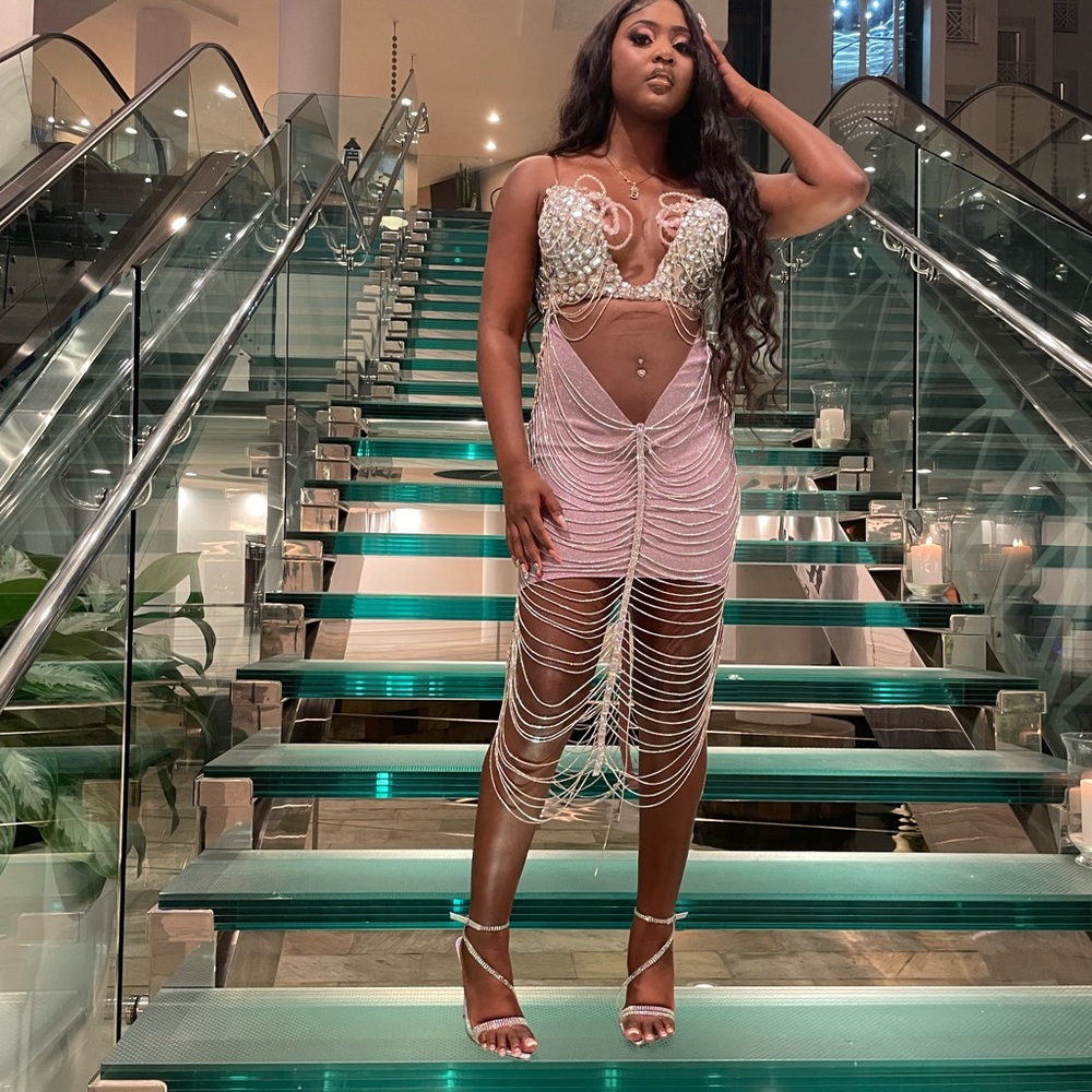 Custom made dress for my birthday! Worn once A couple of loose chains!Super cute